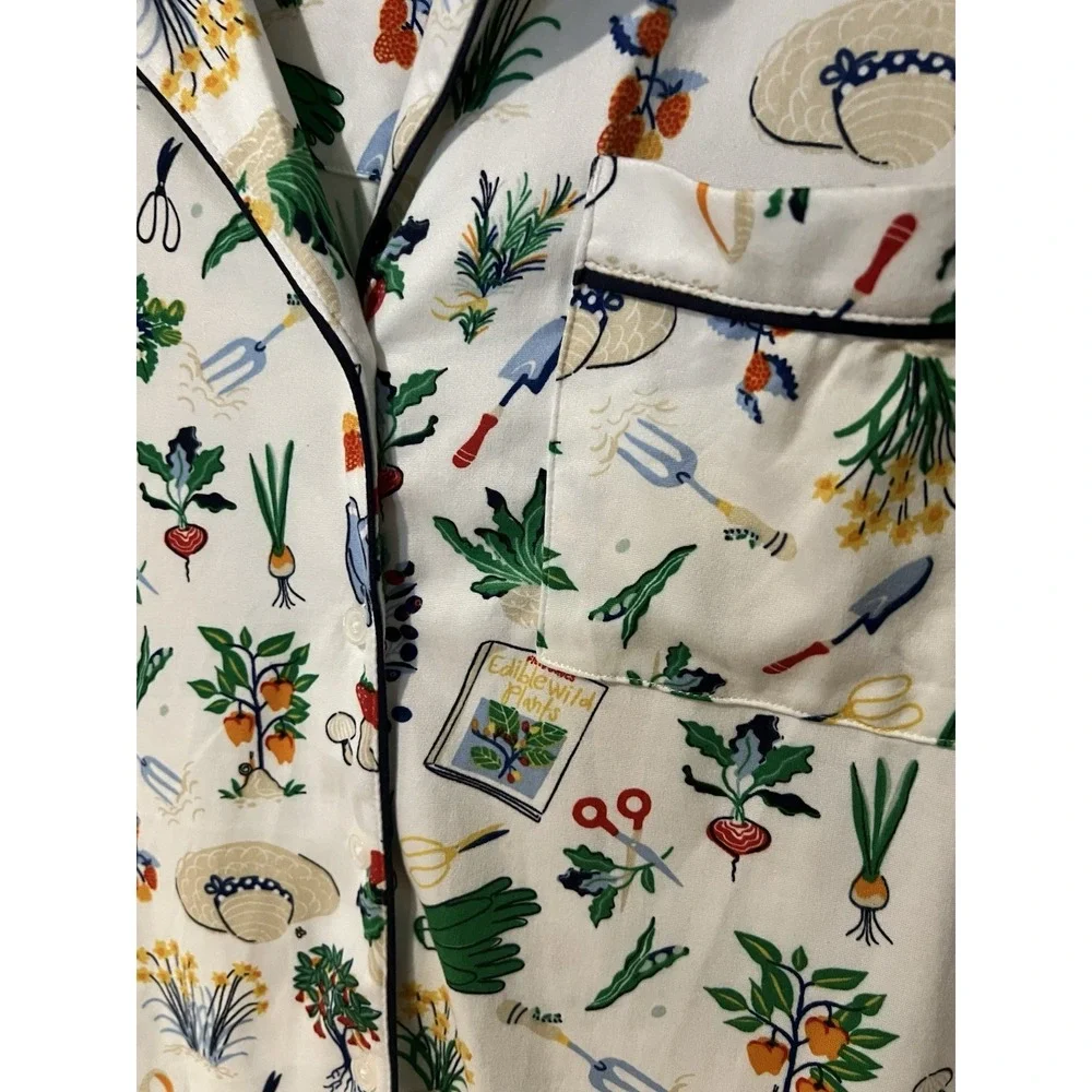 Kate Spade Gardening Print Short Sleeve Pajama Top White/Multi Size Small‎